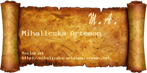 Mihalicska Artemon névjegykártya